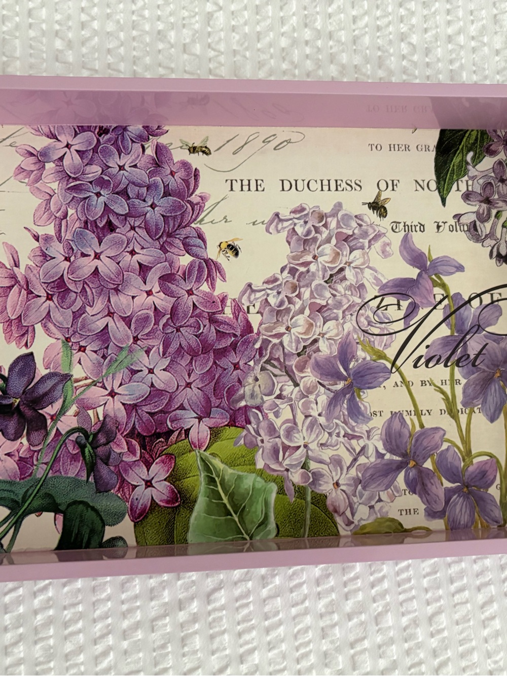 Floral Lilac Decorative Serving Tray in Pink and Purple